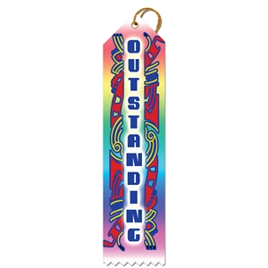 2" x 8" Multicolor "Awesome" Stock Point Top Ribbons