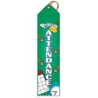 2" x 8" Multicolor "Perfect Attendance" Stock Point Top Ribbons