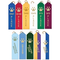 2" x 8" Paw Print Stock Point Top Ribbons