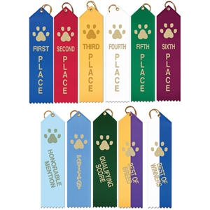 2" x 8" Paw Print Stock Point Top Ribbons