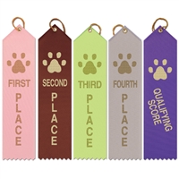 2" x 8" Paw Print Stock Point Top Ribbons