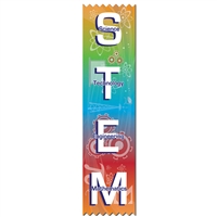 2" x 8" Multicolor "STEM" Stock Pinked Top Ribbons