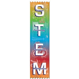 2" x 8" Multicolor "STEM" Stock Pinked Top Ribbons