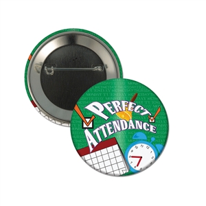 2-1/4" Full Color "Perfect Attendance" Stock Buttons