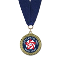 1-3/4" LFL Full Color Medal w/ Grosgrain Neck Ribbon