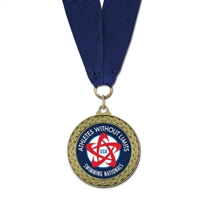 1-3/4" LFL Full Color Medal w/ Grosgrain Neck Ribbon