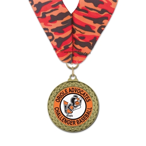 1-3/4" GFL Full Color Medal w/ Stock Millennium Neck Ribbon