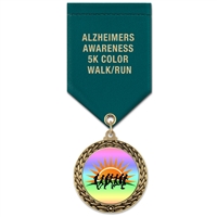 1-3/4" LFL Full Color Medal w/ Solid Color Satin Drape