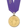 2" BL Medal w/ Solid Color Satin Neck Ribbon