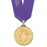 2" BL Medal w/ Solid Color Satin Neck Ribbon