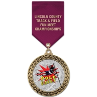 2-5/8" GFL Full Color Medal w/ Solid Color Satin Drape