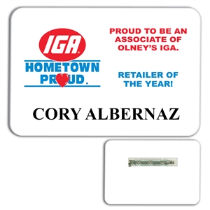 Classic White PVC Plastic Name Badge