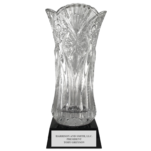Elland Optical Crystal Vase w/ Attached Black Optical Crystal Base