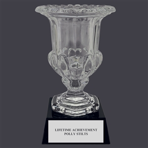 7-1/2" Custom Engraved Tulip Optical Crystal Trophy With Attached Base