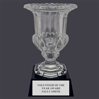 12" Custom Engraved Tulip Optical Crystal Trophy With Attached Base