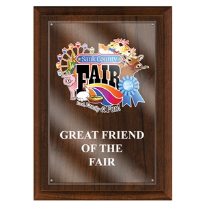 5" x 7" Full Color Cherry Finish Plaque w/ Acrylic Overlay