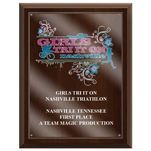 7" x 9" Full Color Cherry Finish Plaque w/ Acrylic Overlay