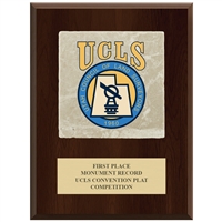 7" x 9" Full Color Cherry Finish Plaque w/ Tumbled Stone Tile