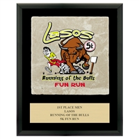 8" x 10" Full Color Black Plaque w/ Tumbled Stone Tile