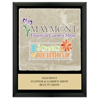 9" x 12" Full Color Black Plaque w/ Tumbled Stone Tile