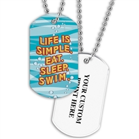 Full Color Dog Tags w/ Swimming Stock Designs & Print on Back