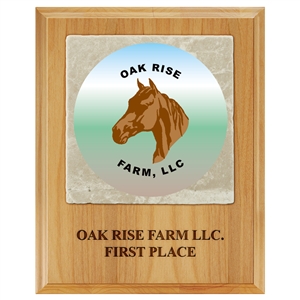 8" x 10" Full Color Red Alder Plaque w/ Tumbled Stone Tile