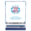 Full Color Acrylic Trophy w/ blue Reflective Base
