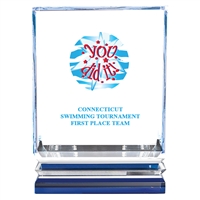 Full Color Acrylic Trophy w/ blue Reflective Base