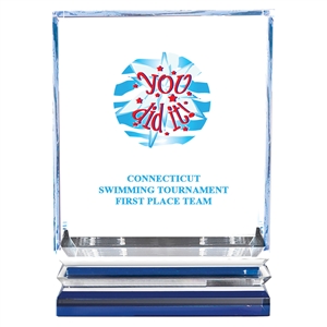 Full Color Acrylic Trophy w/ blue Reflective Base