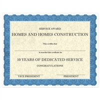Classic Blue Custom Award Certificate
