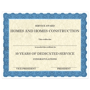 Classic Blue Custom Award Certificate