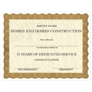 Classic Gold Custom Award Certificate