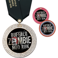 2-3/4" GGM Full Color Medal w/ Solid Color Satin Neck Ribbon
