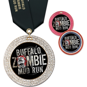 2-3/4" GGM Full Color Medal w/ Solid Color Satin Neck Ribbon