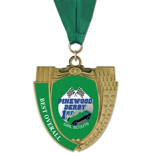 2-3/4" MS14 Full Color Medal w/ Grosgrain Neck Ribbon