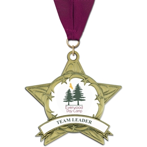 3-3/8" AS14 Full Color Medal w/ Grosgrain Neck Ribbon