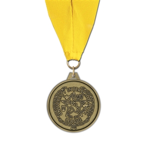 1-3/4" HL Medal w/ Grosgrain Neck Ribbon