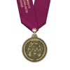 1-3/4" HL Medal w/ Solid Color Satin Neck Ribbon