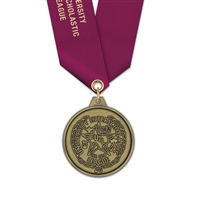 1-3/4" HL Medal w/ Solid Color Satin Neck Ribbon
