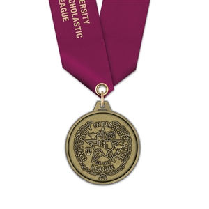 1-3/4" HL Medal w/ Solid Color Satin Neck Ribbon