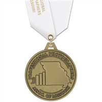 2-1/2" HS Medal w/ Solid Color Satin Neck Ribbon