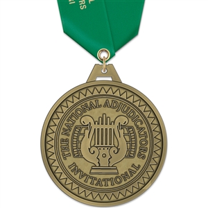 3" HH Medal w/ Solid Color Satin Neck Ribbon