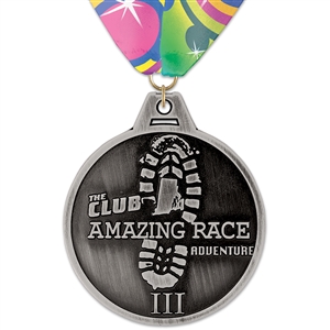 3" HH Medal w/ Custom Printed V-Stitched Millennium Neck Ribbon