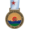 3-1/2" HE Medal w/ Custom Printed Looped Millennium Neck Ribbon