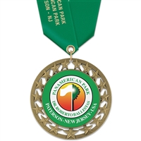 2-3/4" RS14 Full Color Medal w/ Solid Color Satin Neck Ribbon