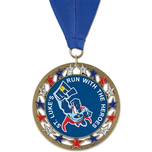2-3/4" RSG Full ColorMedal w/ Grosgrain Neck Ribbon