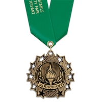 2-1/4" Cast TS Medal w/ Solid Color Satin Neck Ribbon