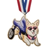 5" Custom Shape Birchwood Medal With Specialty Satin Neck Ribbon