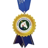 5" Standard Shape Birchwood Medal With Satin Neck Ribbon