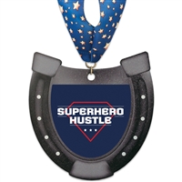 5" Standard Shape Birchwood Medal w/Stock Millennium Neck Ribbon